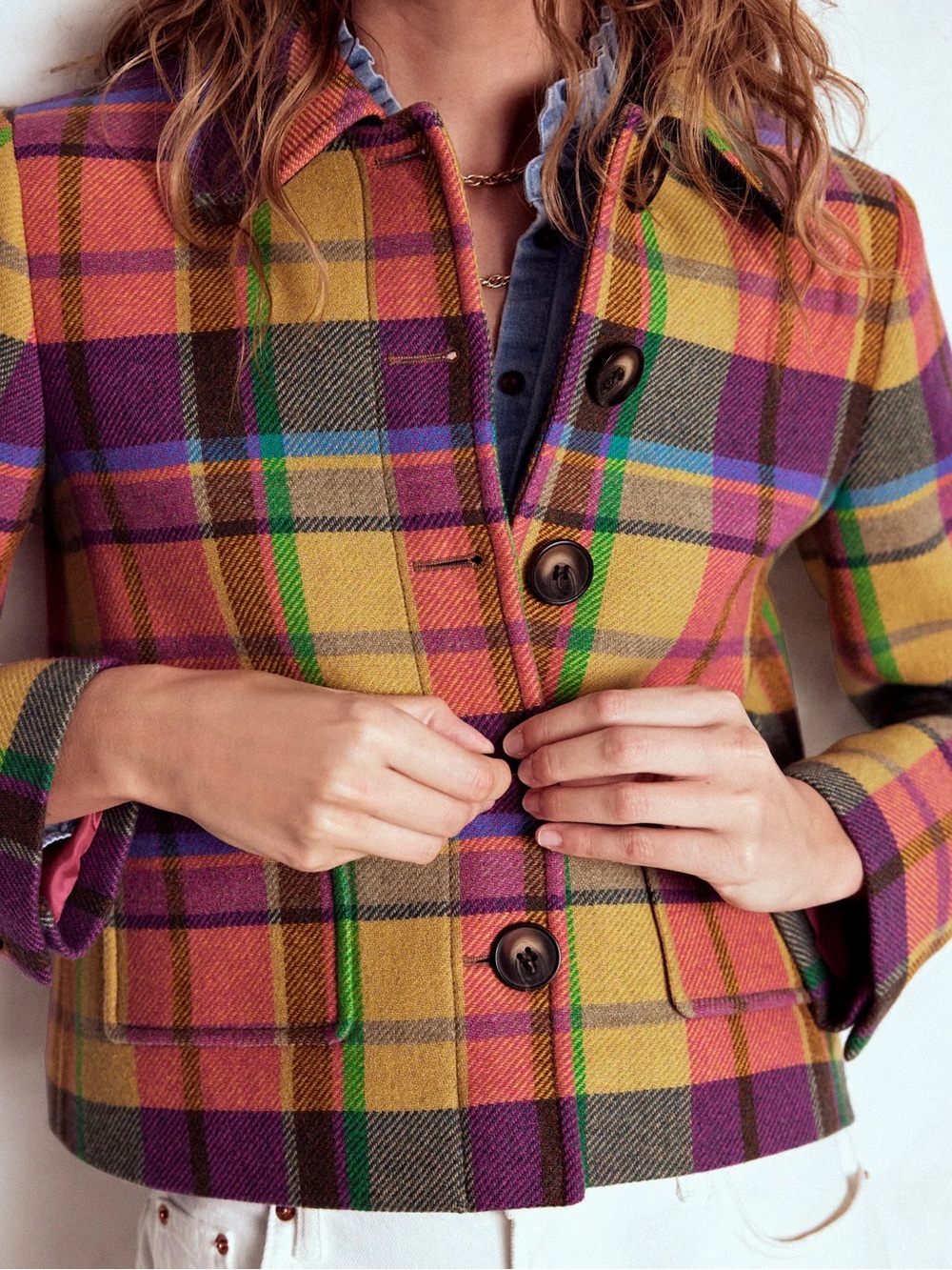 BODEN KNIGHTSBRIDGE WOOL JACKET IN MULTI CHECK - Picture 9 of 13